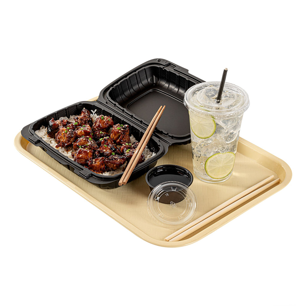 Chef 101 Rectangle Beige Plastic Fast Food Tray - 12" x 16" - 10 count box