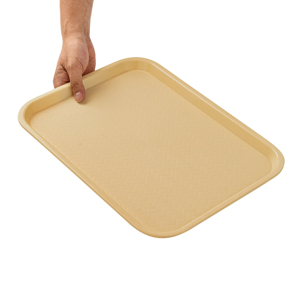 Chef 101 Rectangle Beige Plastic Fast Food Tray - 12" x 16" - 10 count box