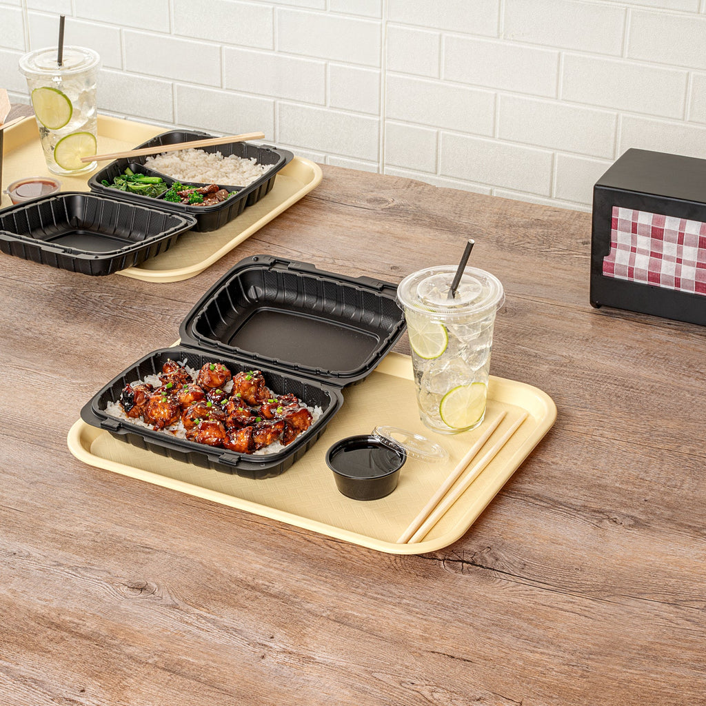Chef 101 Rectangle Beige Plastic Fast Food Tray - 12" x 16" - 50 count box