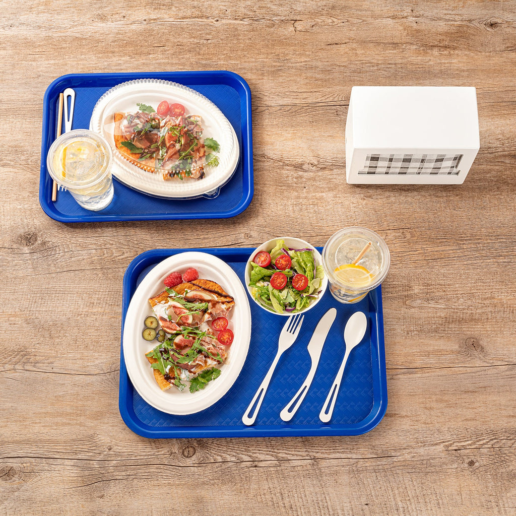 Chef 101 Rectangle Blue Plastic Fast Food Tray - 12" x 16" - 1 count box
