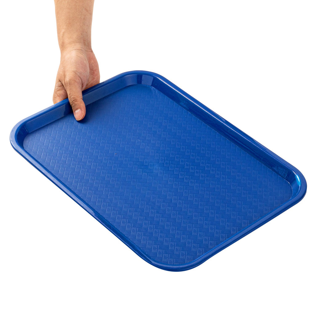 Chef 101 Rectangle Blue Plastic Fast Food Tray - 12" x 16" - 50 count box