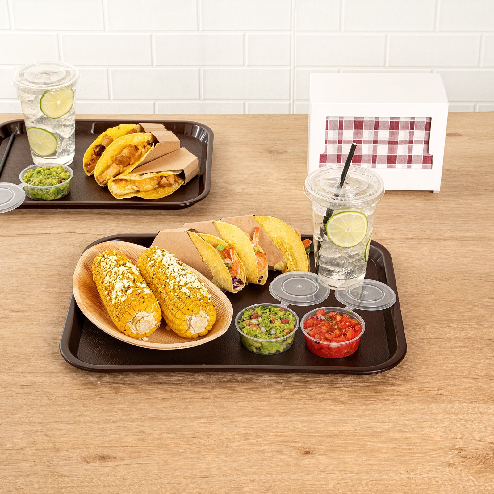 Chef 101 Rectangle Brown Plastic Fast Food Tray - 12" x 16" - 1 count box