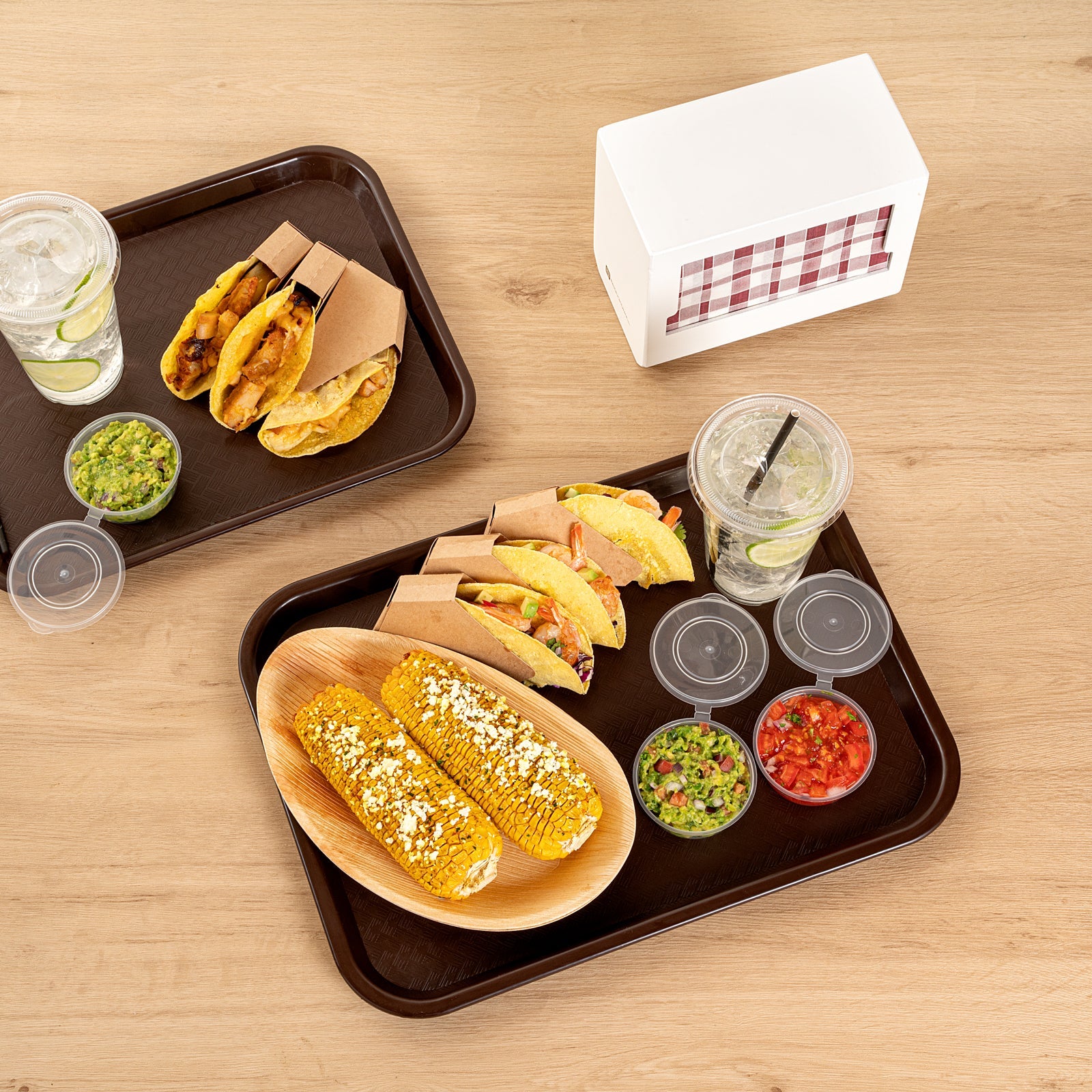 Chef 101 Rectangle Brown Plastic Fast Food Tray - 12" x 16" - 1 count box