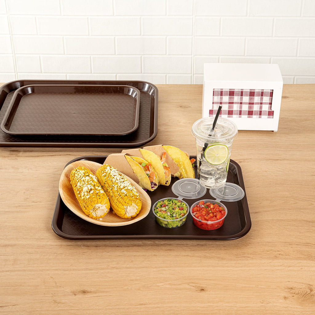 Chef 101 Rectangle Brown Plastic Fast Food Tray - 12" x 16" - 10 count box