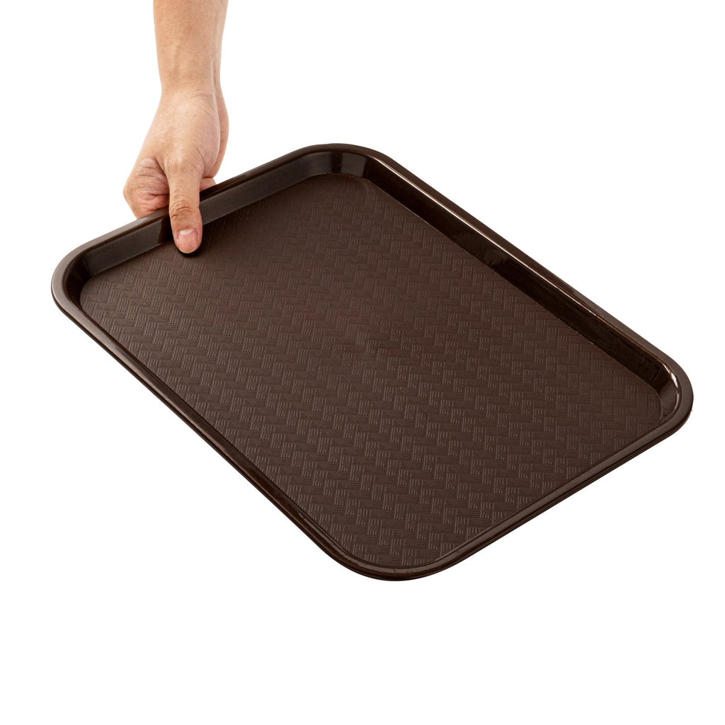 Chef 101 Rectangle Brown Plastic Fast Food Tray - 12" x 16" - 50 count box