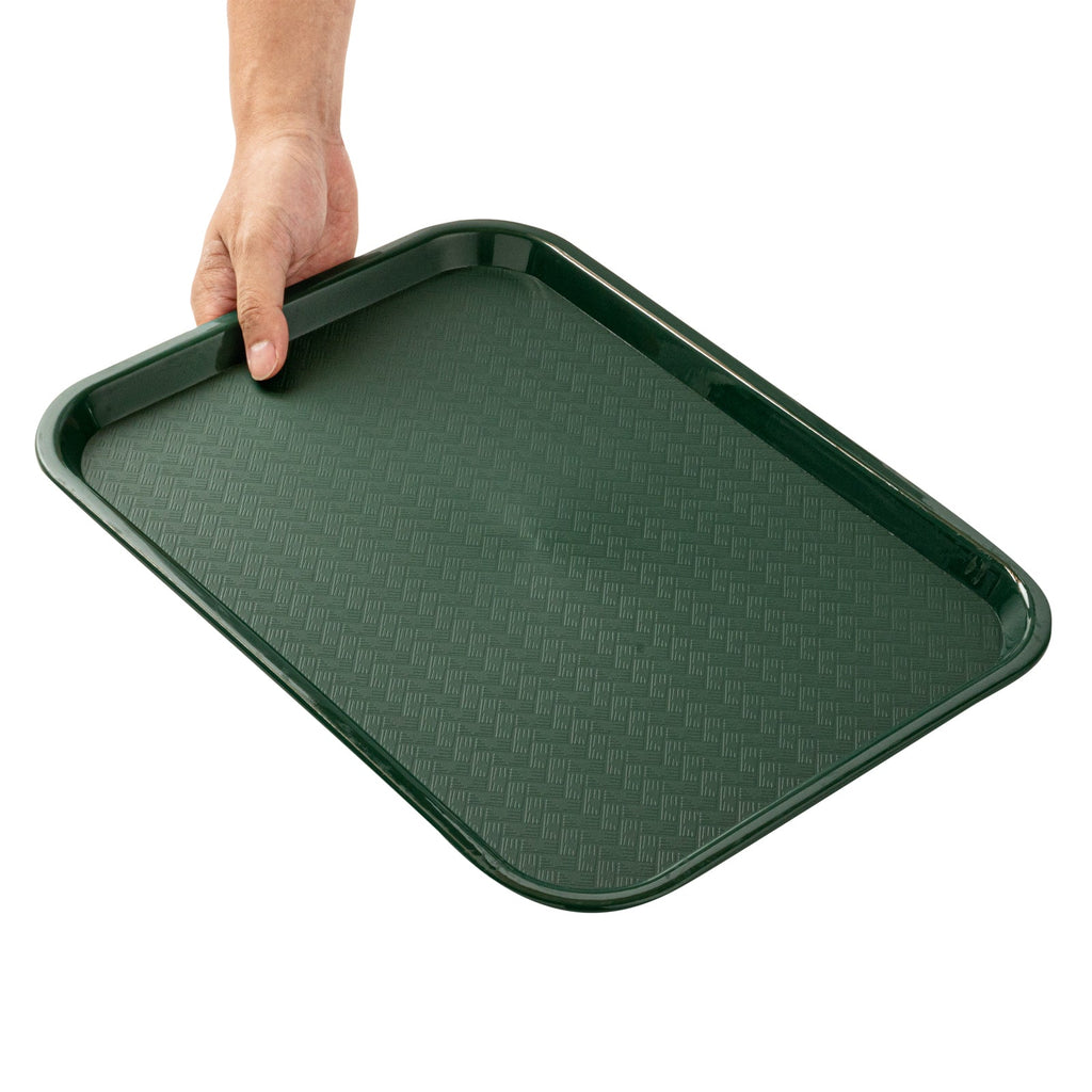 Chef 101 Rectangle Forest Green Plastic Fast Food Tray - 12" x 16" - 10 count box