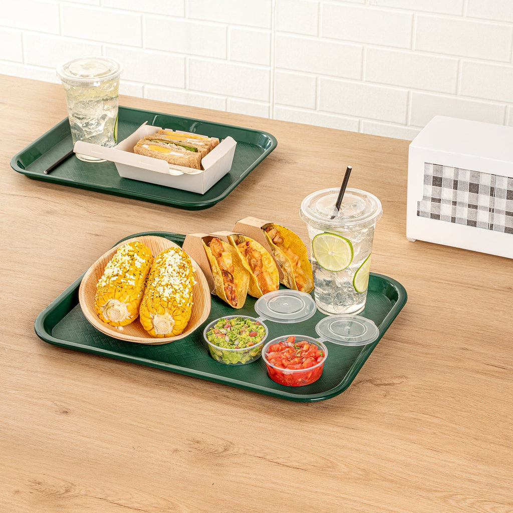 Chef 101 Rectangle Forest Green Plastic Fast Food Tray - 12" x 16" - 10 count box