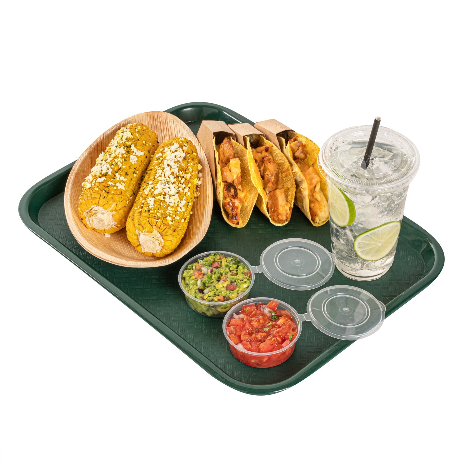 Chef 101 Rectangle Forest Green Plastic Fast Food Tray - 12" x 16" - 50 count box