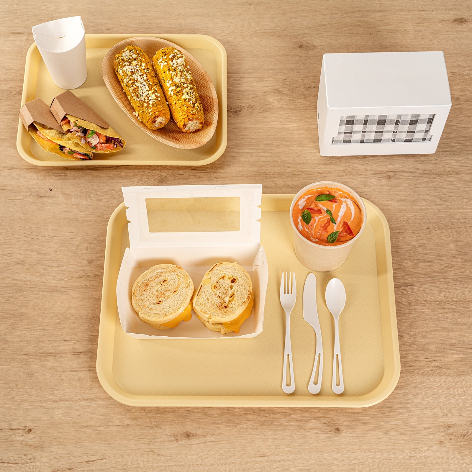 Chef 101 Rectangle Beige Plastic Fast Food Tray - 14" x 18" - 1 count box