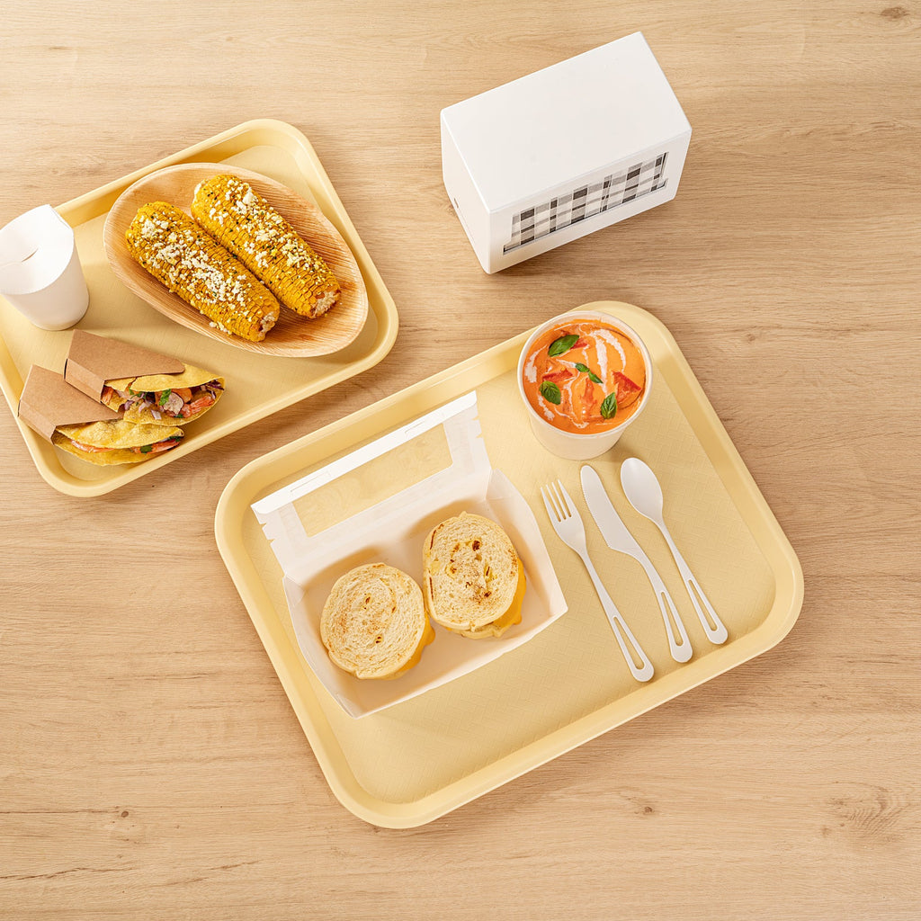 Chef 101 Rectangle Beige Plastic Fast Food Tray - 14" x 18" - 1 count box