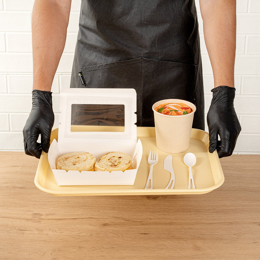 Chef 101 Rectangle Beige Plastic Fast Food Tray - 14" x 18" - 10 count box