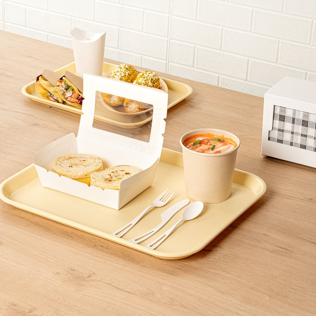 Chef 101 Rectangle Beige Plastic Fast Food Tray - 14" x 18" - 10 count box