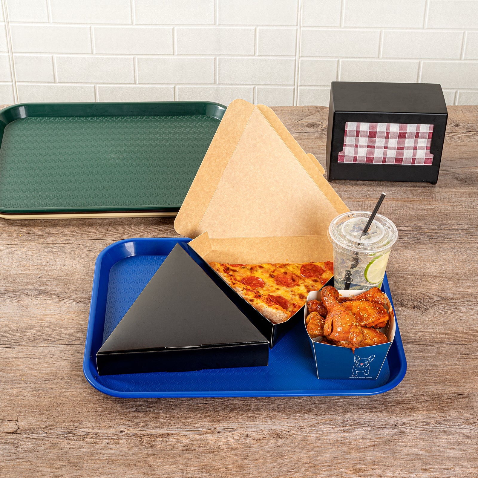 Chef 101 Rectangle Blue Plastic Fast Food Tray - 14" x 18" - 1 count box