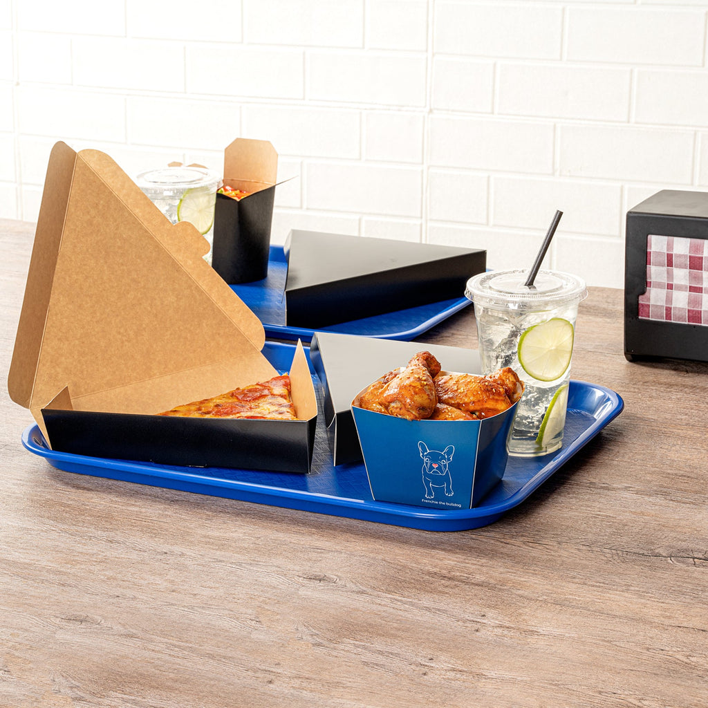 Chef 101 Rectangle Blue Plastic Fast Food Tray - 14" x 18" - 10 count box