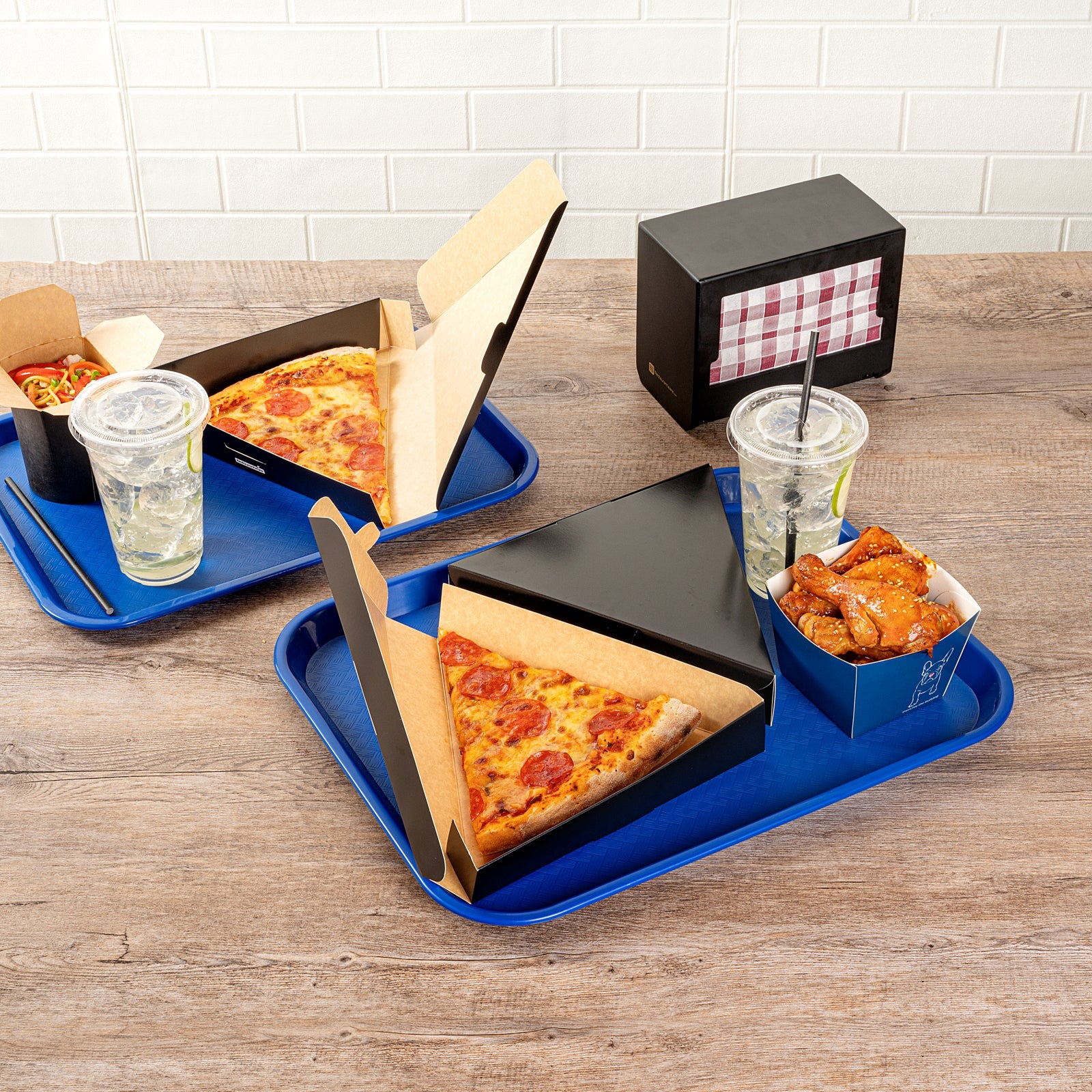 Chef 101 Rectangle Blue Plastic Fast Food Tray - 14" x 18" - 50 count box