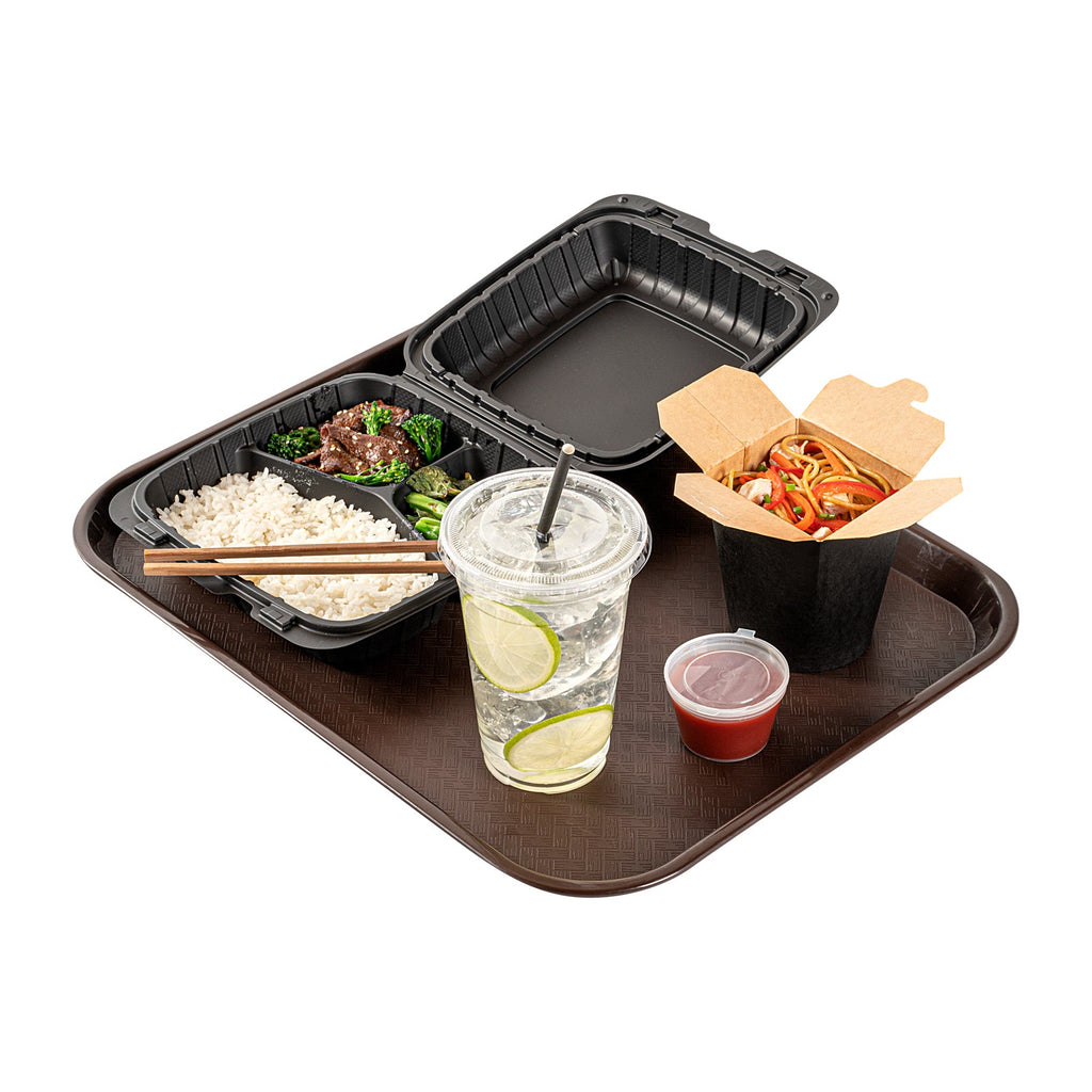 Chef 101 Rectangle Brown Plastic Fast Food Tray - 14" x 18" - 1 count box