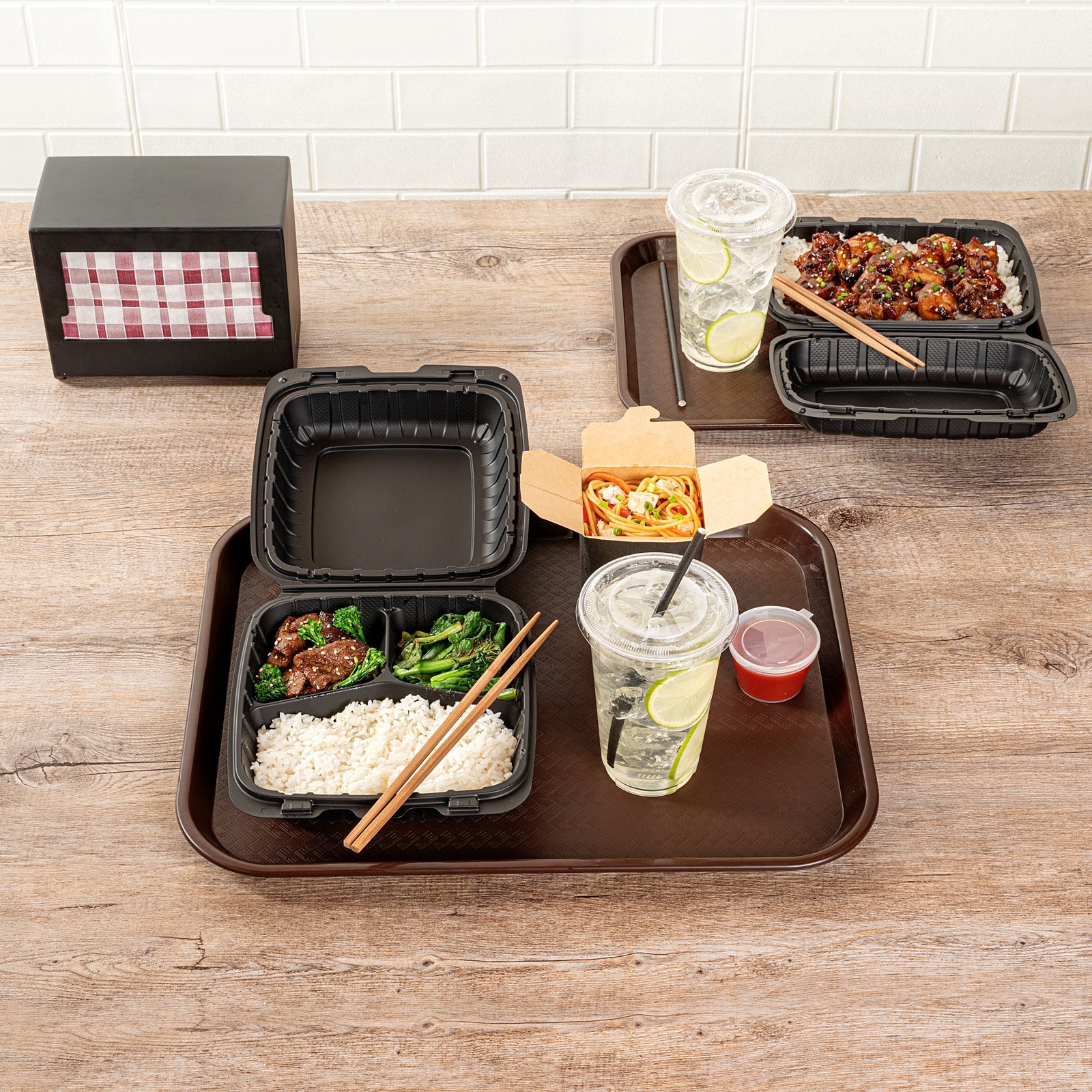 Chef 101 Rectangle Brown Plastic Fast Food Tray - 14" x 18" - 1 count box