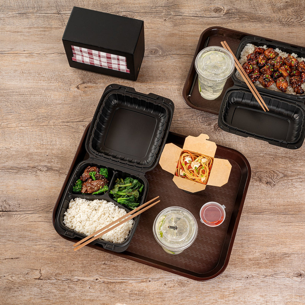 Chef 101 Rectangle Brown Plastic Fast Food Tray - 14" x 18" - 10 count box