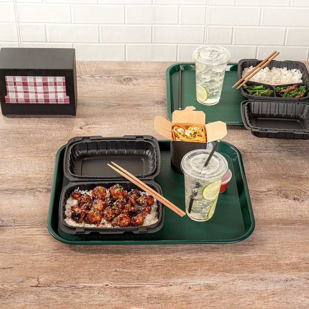 Chef 101 Rectangle Forest Green Plastic Fast Food Tray - 14" x 18" - 1 count box