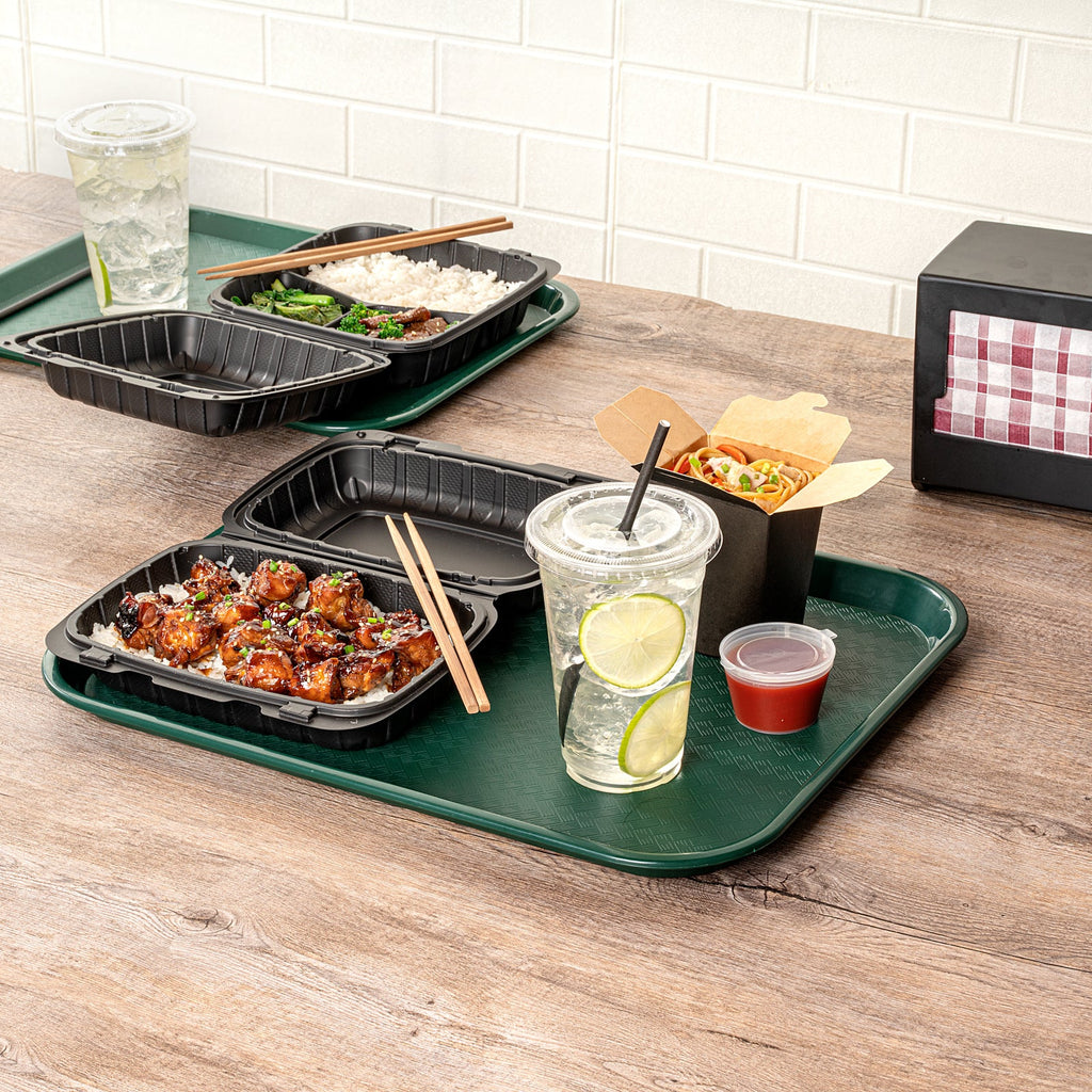 Chef 101 Rectangle Forest Green Plastic Fast Food Tray - 14" x 18" - 50 count box