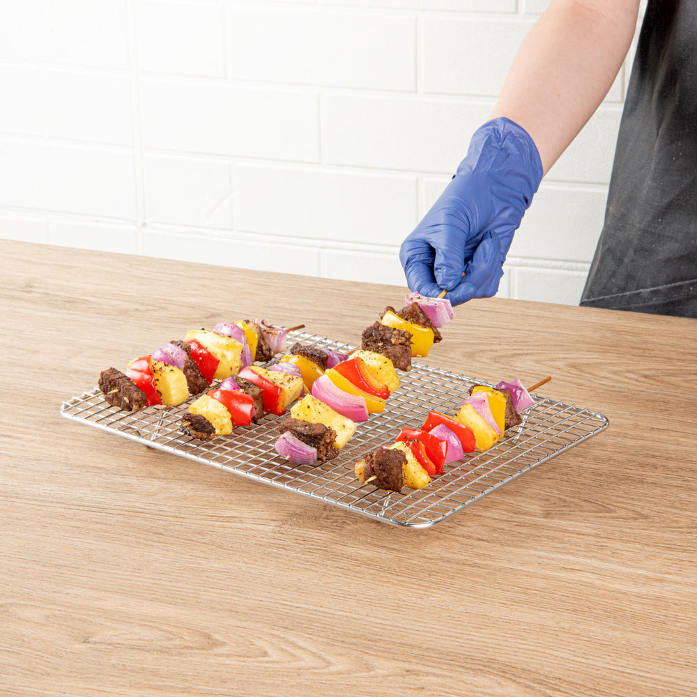 Met Lux Stainless Steel Footed Wire Cooling Rack - For Quarter Size Sheet Pan - 8 1/2" x 12" - 1 count box
