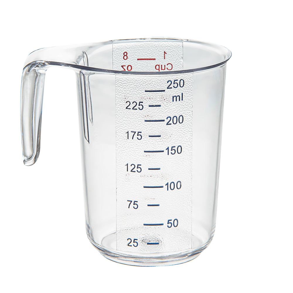 Chef 101 1-cup Clear Plastic Measuring Cup - 3 3/4" x 3" x 3 3/4" - 1 count box