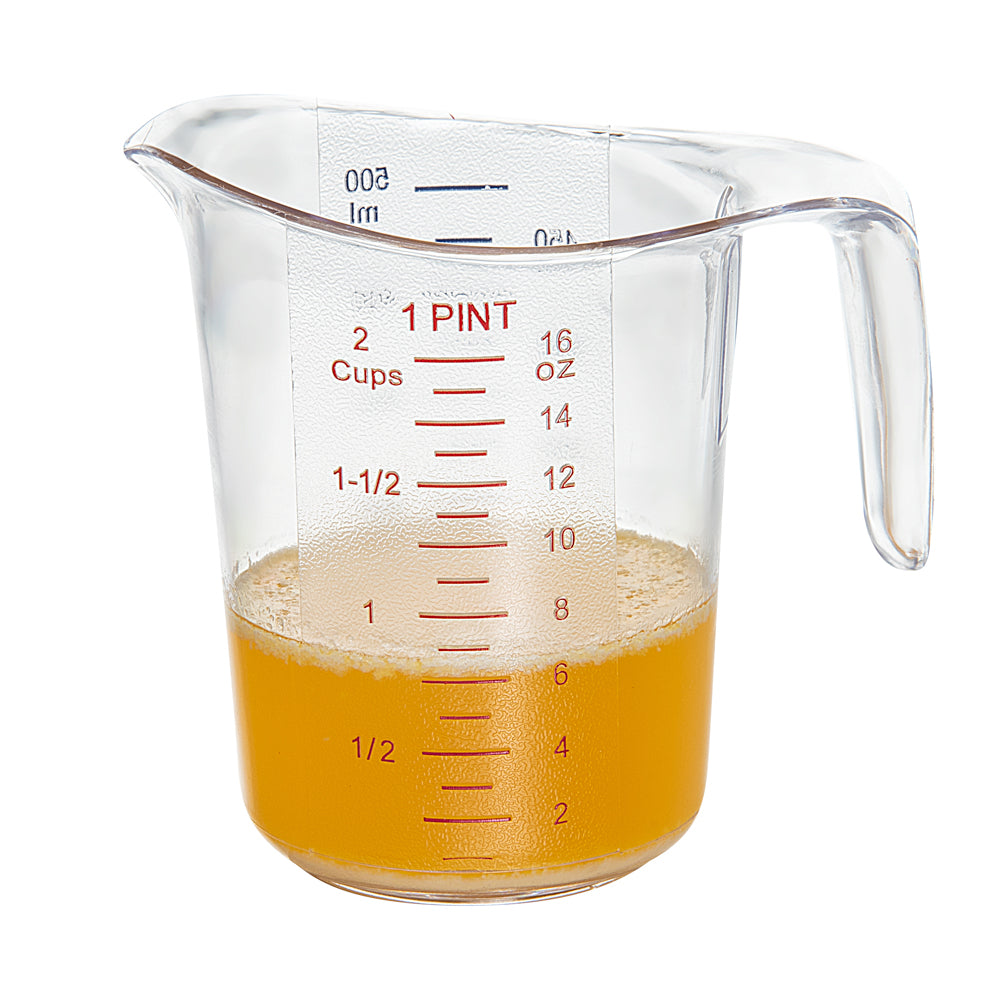 Chef 101 1 pt (2 cups) Clear Plastic Measuring Cup - 5 1/4" x 3 3/4" x 5" - 1 count box