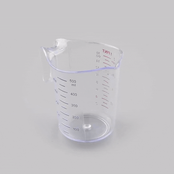 Chef 101 1 pt (2 cups) Clear Plastic Measuring Cup - 5 1/4" x 3 3/4" x 5" - 10 count box