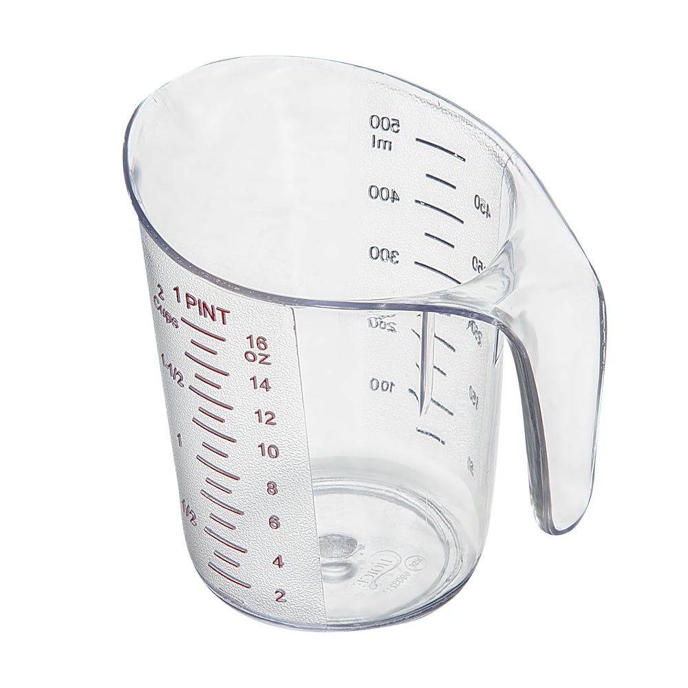 Chef 101 1 pt (2 cups) Clear Plastic Measuring Cup - 5 1/4" x 3 3/4" x 5" - 10 count box
