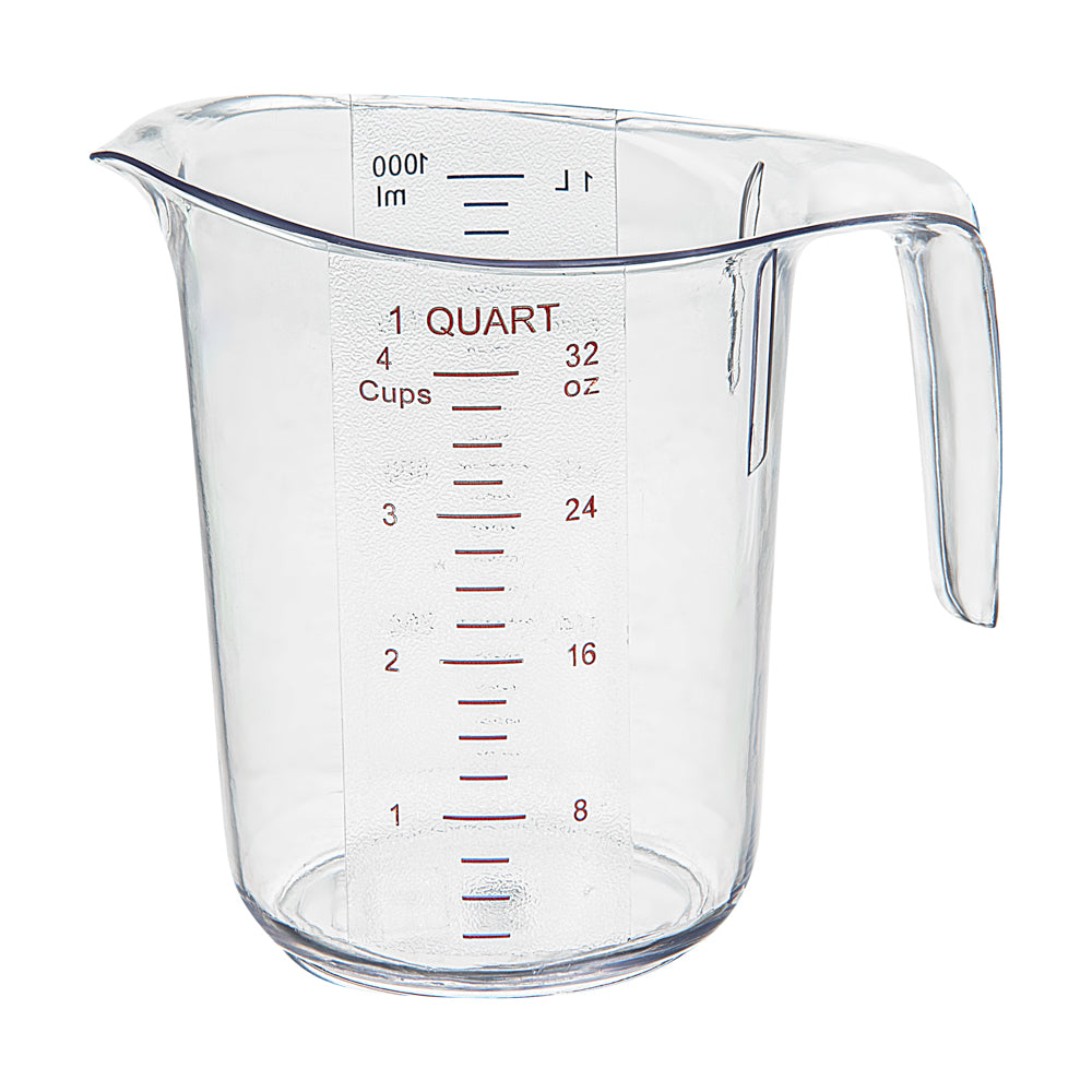 Chef 101 1 qt (4 cups) Clear Plastic Measuring Cup - 6 1/2" x 4 3/4" x 6" - 1 count box