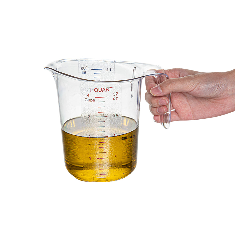 Chef 101 1 qt (4 cups) Clear Plastic Measuring Cup - 6 1/2" x 4 3/4" x 6" - 1 count box