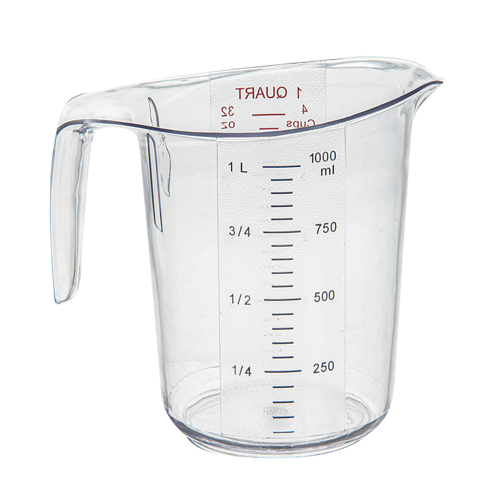 Chef 101 1 qt (4 cups) Clear Plastic Measuring Cup - 6 1/2" x 4 3/4" x 6" - 1 count box
