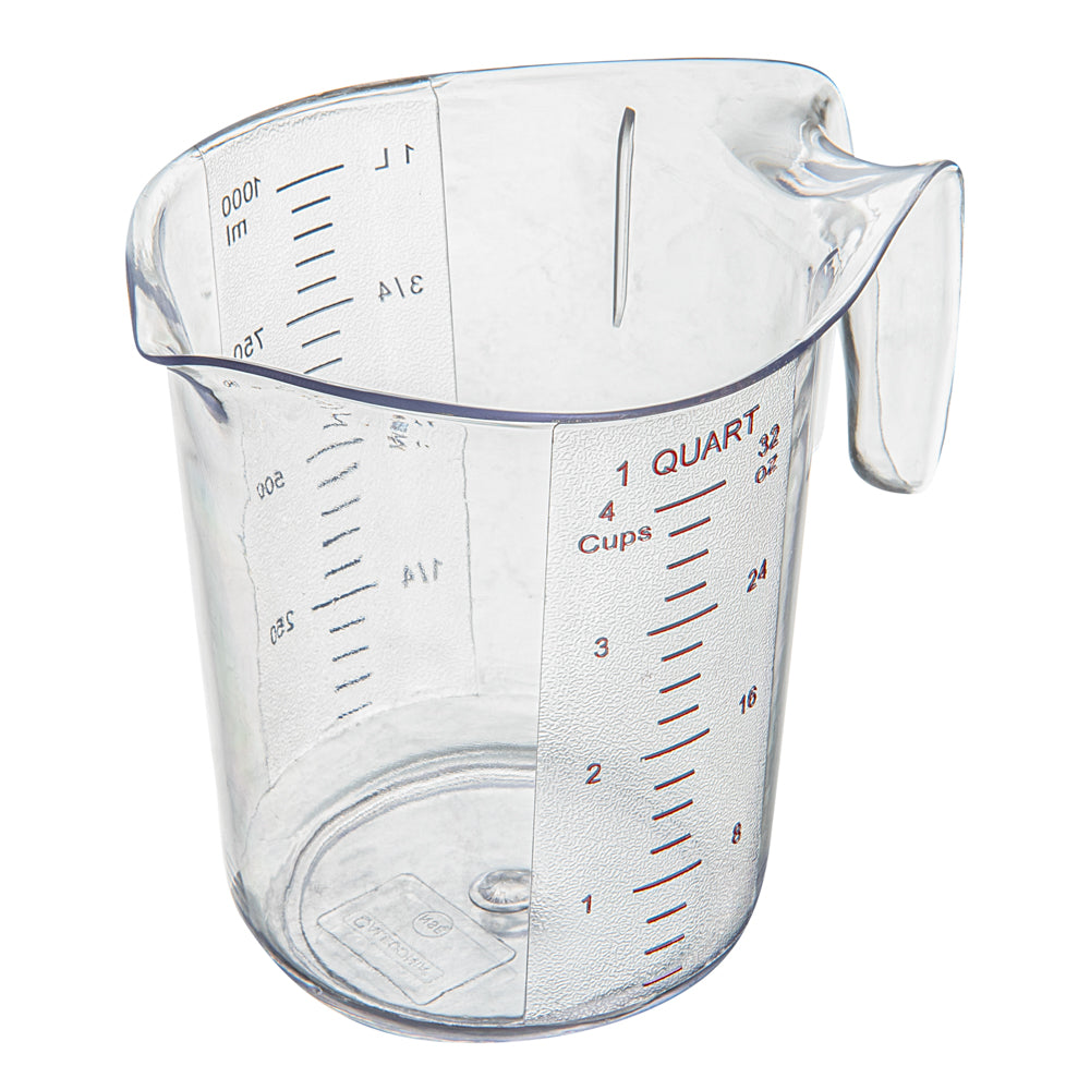 Chef 101 1 qt (4 cups) Clear Plastic Measuring Cup - 6 1/2" x 4 3/4" x 6" - 1 count box