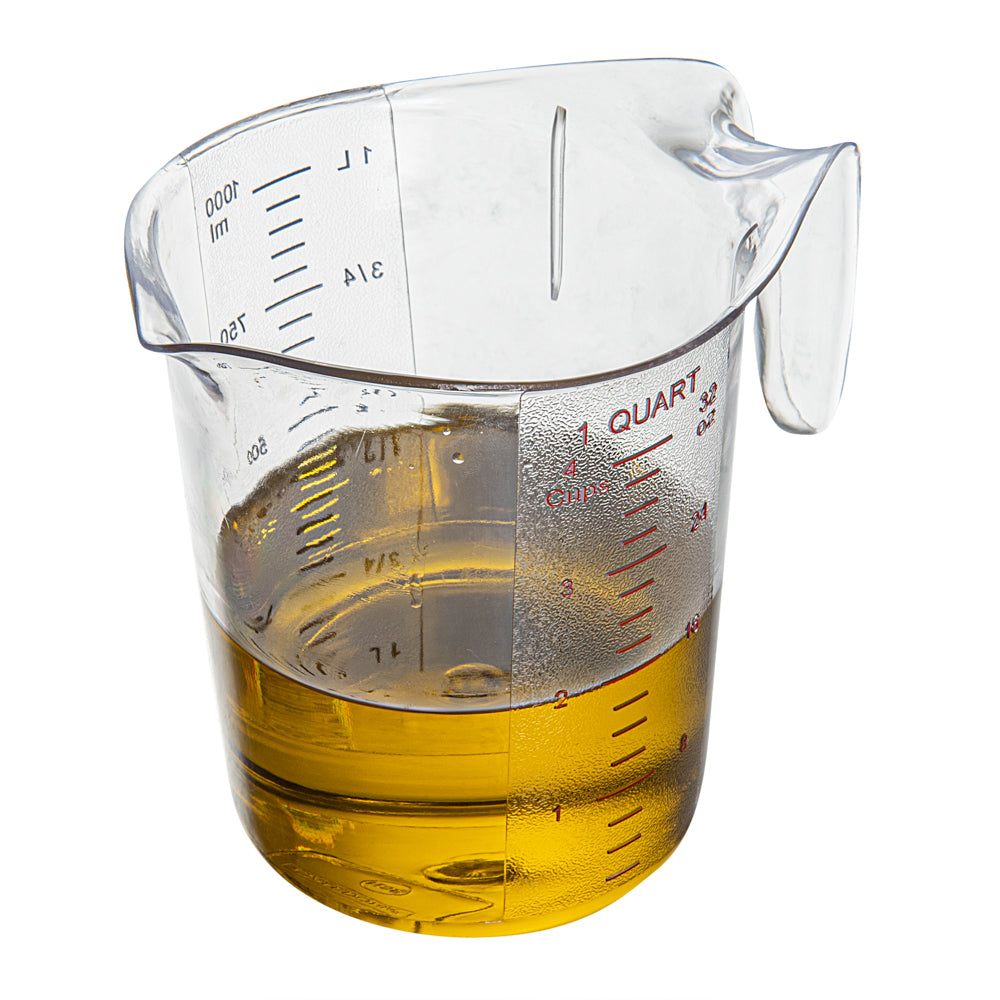 Chef 101 1 qt (4 cups) Clear Plastic Measuring Cup - 6 1/2" x 4 3/4" x 6" - 10 count box