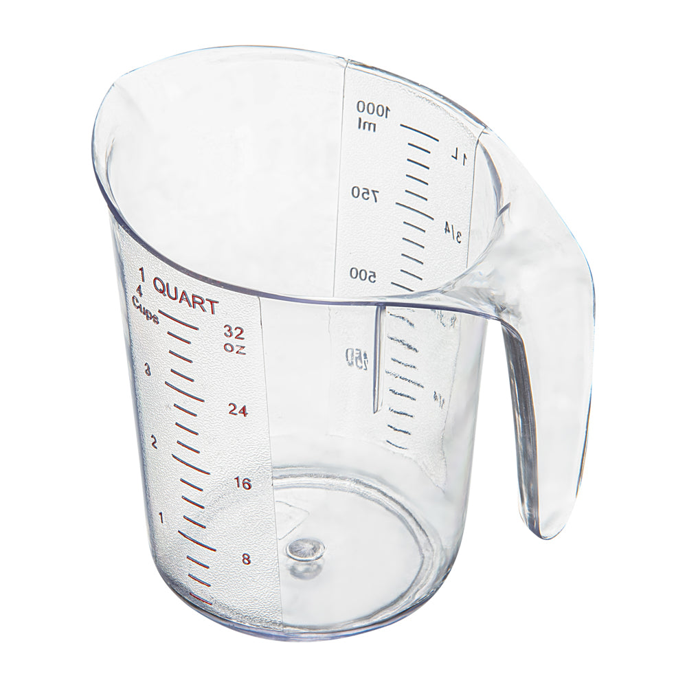 Chef 101 1 qt (4 cups) Clear Plastic Measuring Cup - 6 1/2" x 4 3/4" x 6" - 10 count box