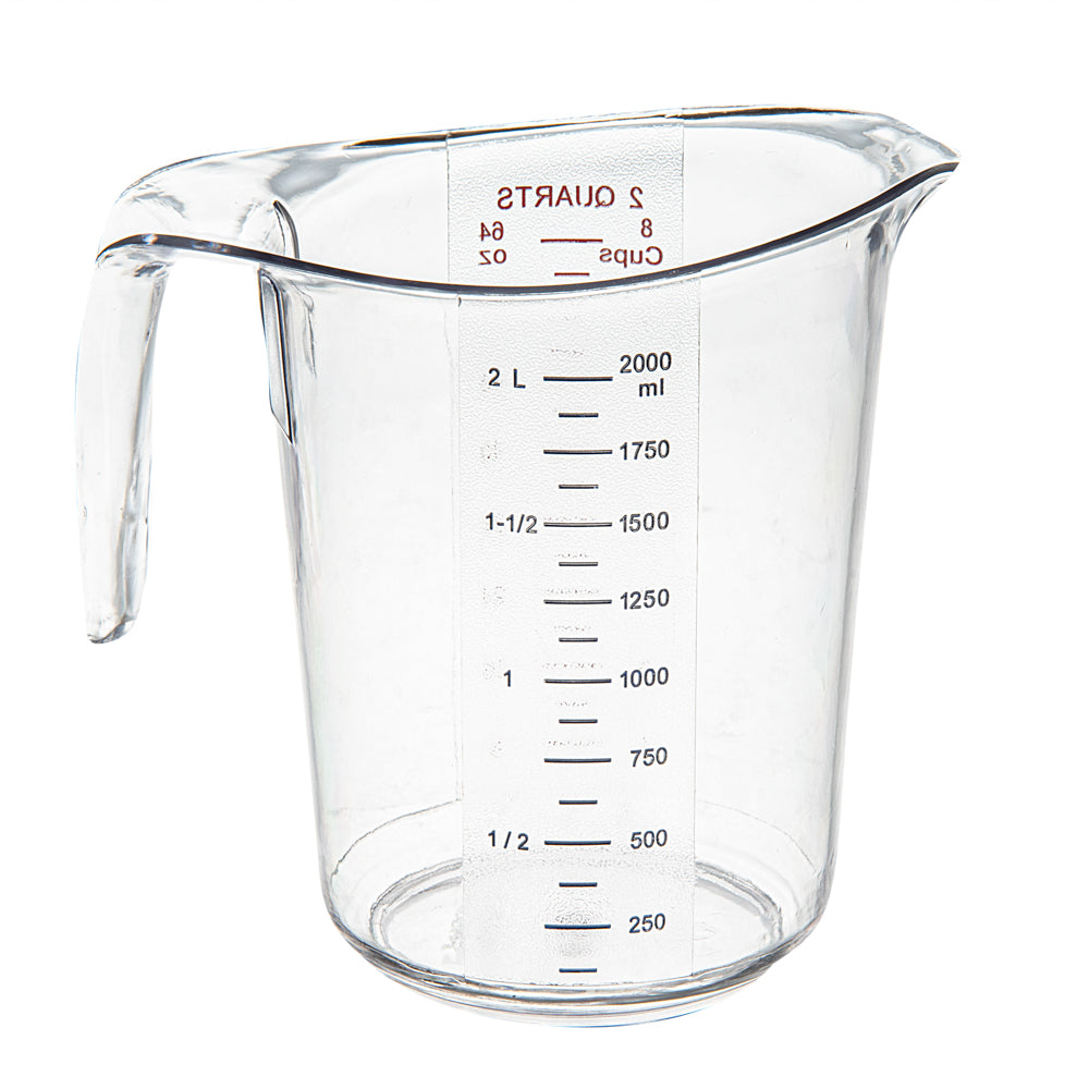 Chef 101 2 qt (8 cups) Clear Plastic Measuring Cup - 7 3/4" x 6" x 7 1/2" - 1 count box