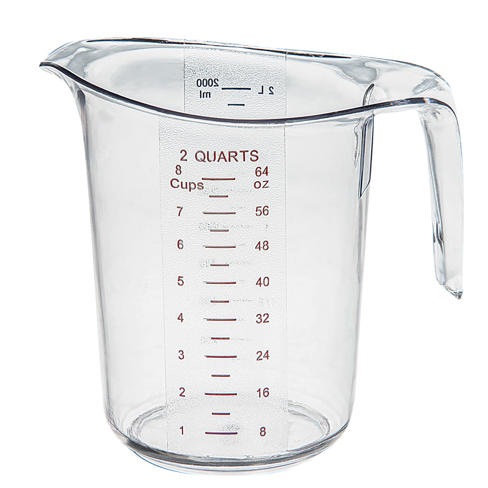 Chef 101 2 qt (8 cups) Clear Plastic Measuring Cup - 7 3/4" x 6" x 7 1/2" - 10 count box
