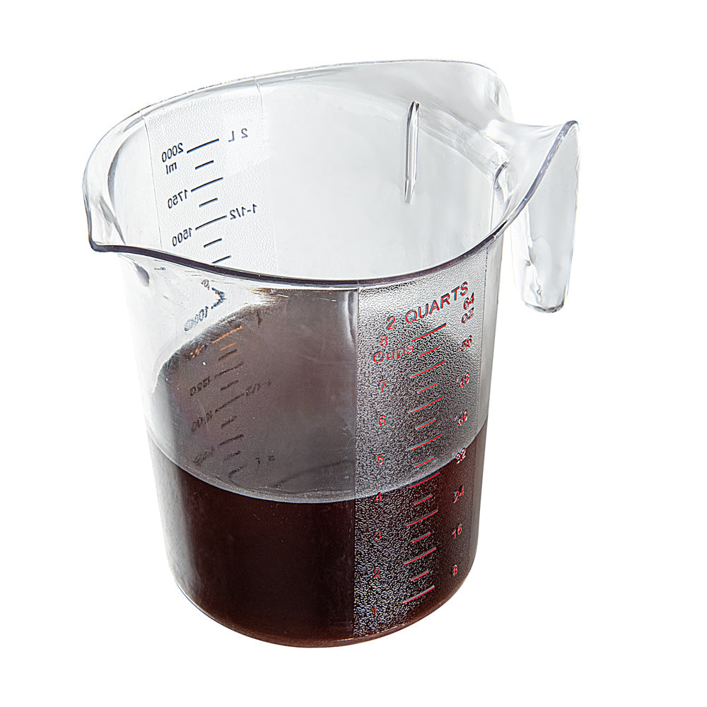 Chef 101 2 qt (8 cups) Clear Plastic Measuring Cup - 7 3/4" x 6" x 7 1/2" - 10 count box