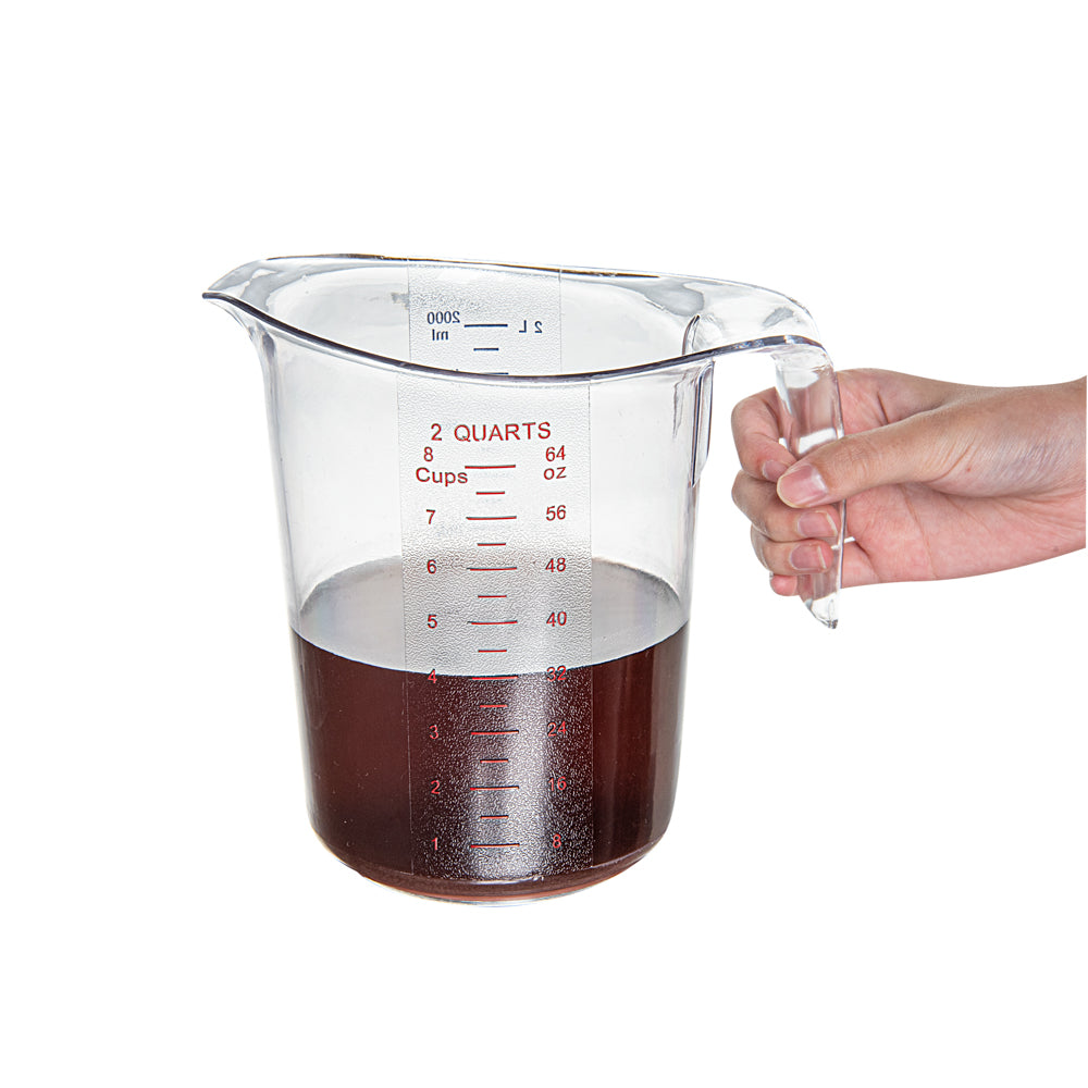 Chef 101 2 qt (8 cups) Clear Plastic Measuring Cup - 7 3/4" x 6" x 7 1/2" - 10 count box