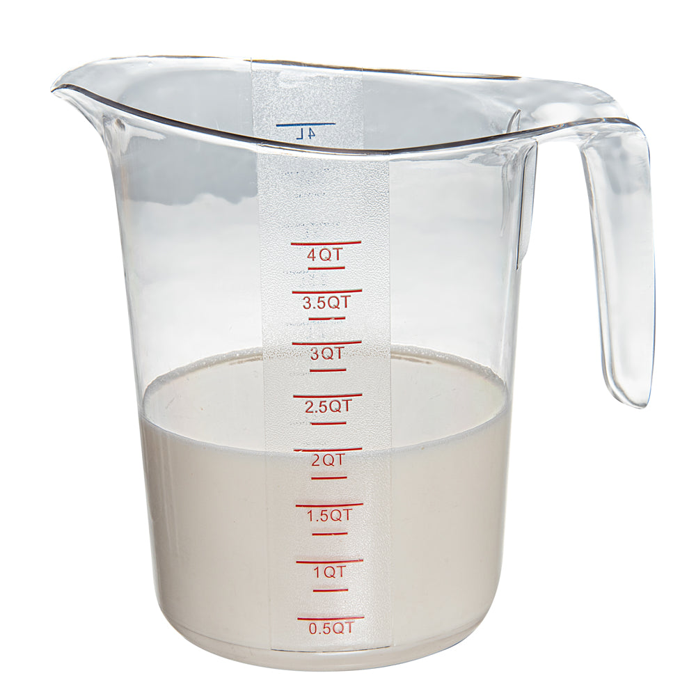 Chef 101 4 qt (16 cups) Clear Plastic Measuring Cup - 9 1/2" x 7 1/4" x 9 1/2" - 1 count box