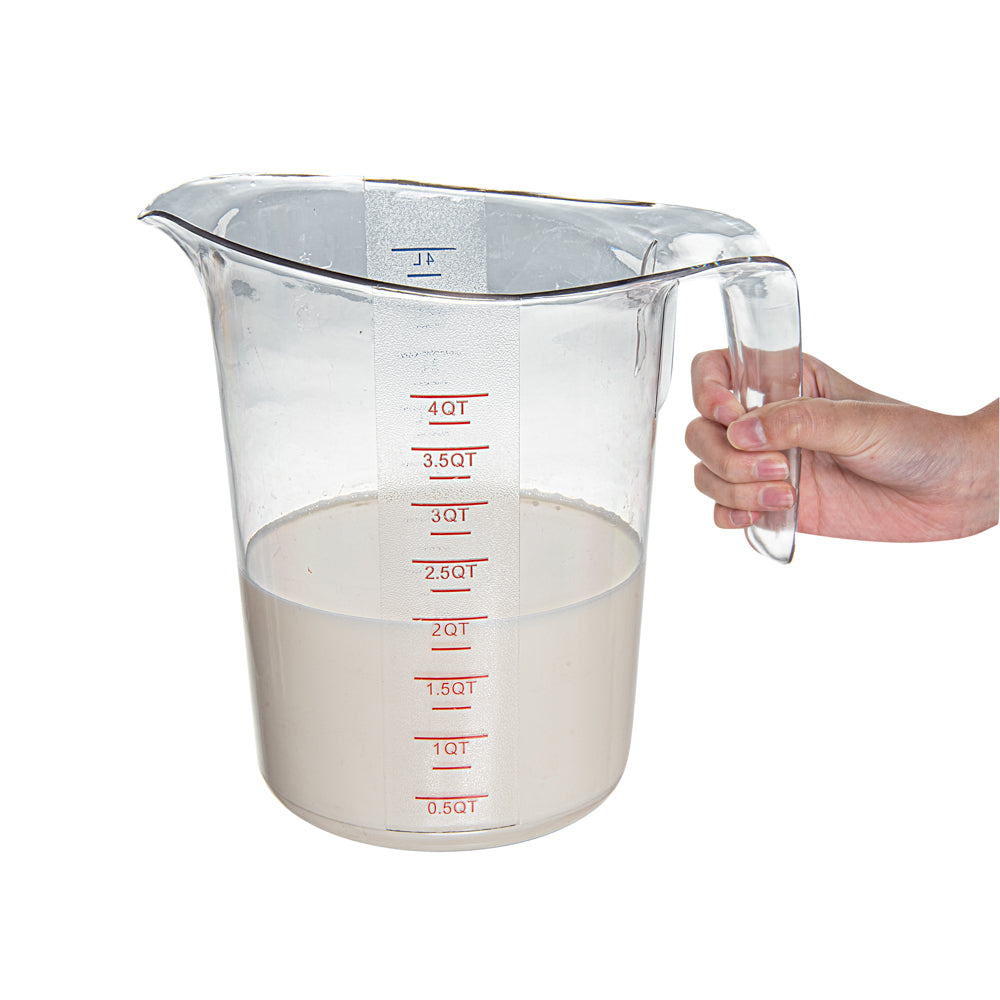 Chef 101 4 qt (16 cups) Clear Plastic Measuring Cup - 9 1/2" x 7 1/4" x 9 1/2" - 1 count box