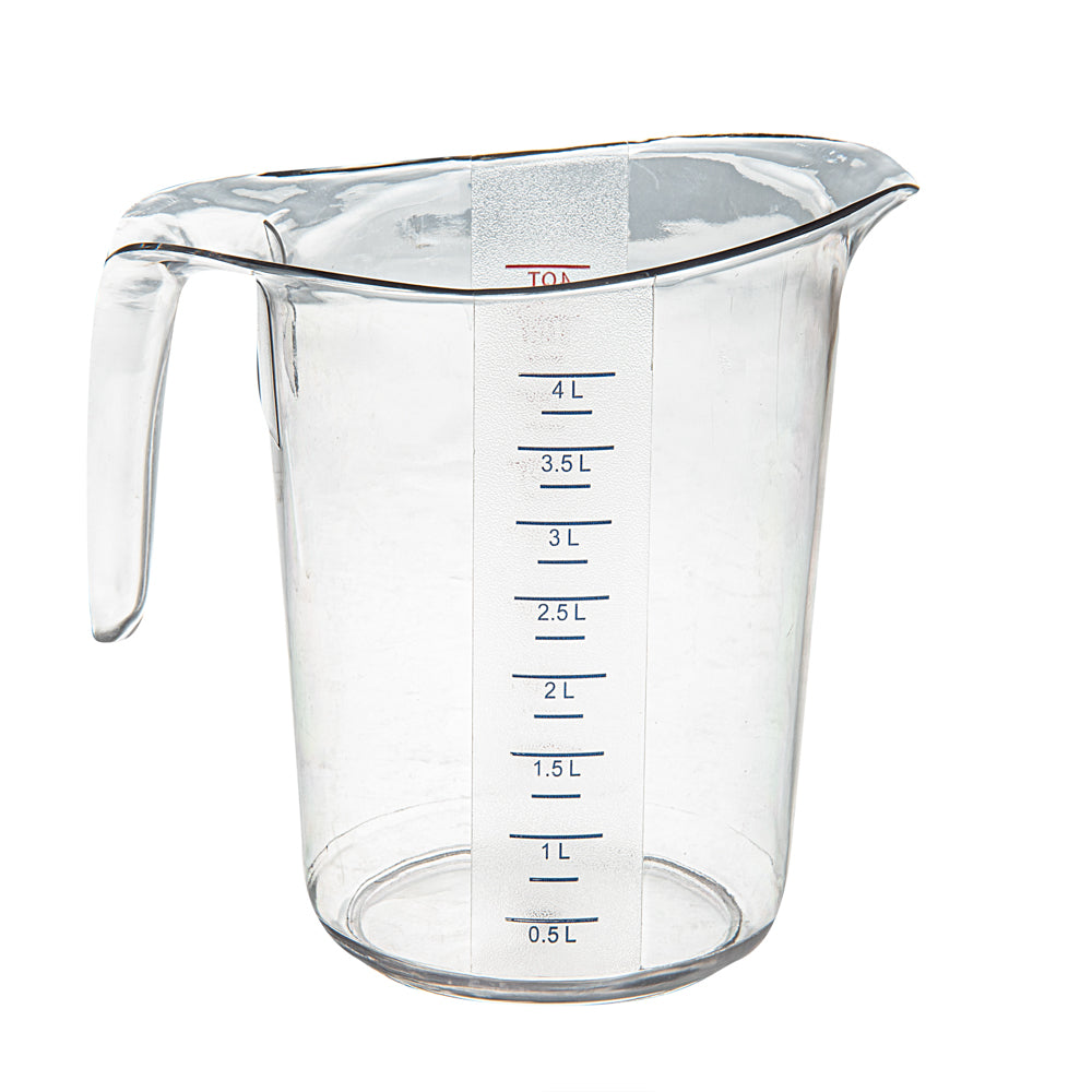 Chef 101 4 qt (16 cups) Clear Plastic Measuring Cup - 9 1/2" x 7 1/4" x 9 1/2" - 1 count box