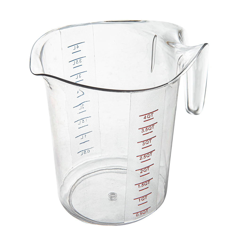 Chef 101 4 qt (16 cups) Clear Plastic Measuring Cup - 9 1/2" x 7 1/4" x 9 1/2" - 1 count box
