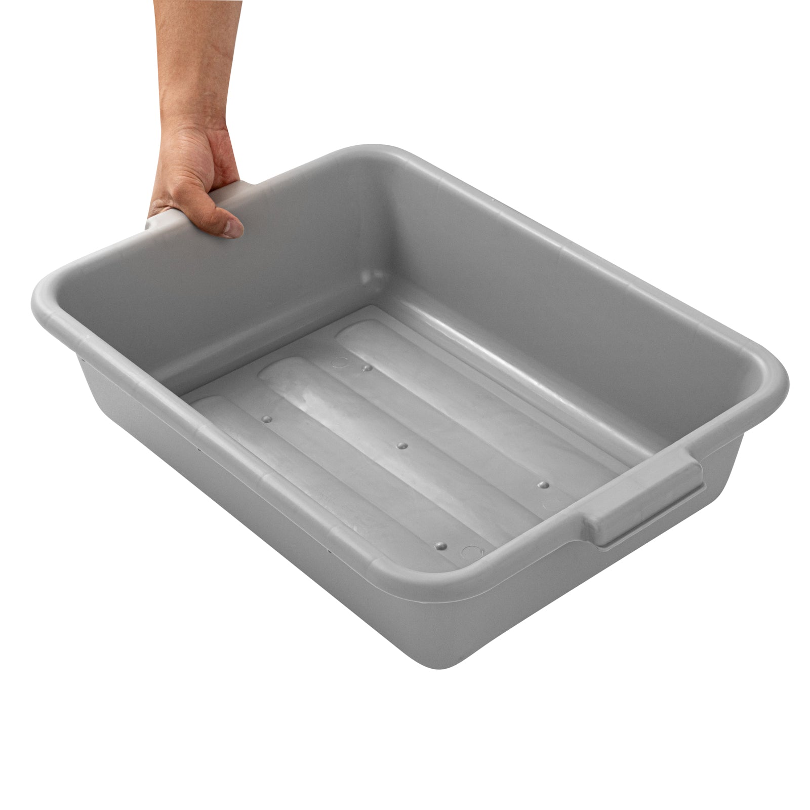 RW Clean Gray Plastic Bus Tub - Easy Grip - 20" x 15" x 5" - 1 count box