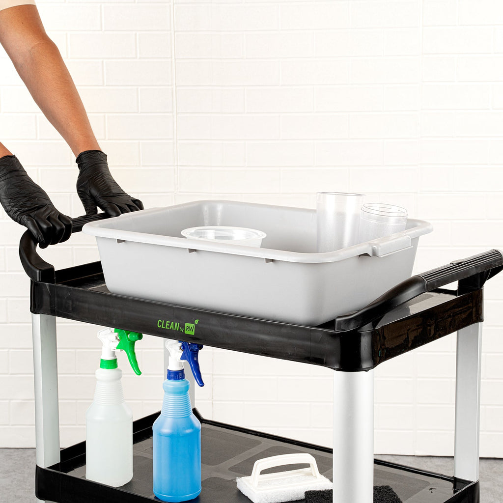 RW Clean Gray Plastic Bus Tub - Easy Grip - 20" x 15" x 5" - 1 count box