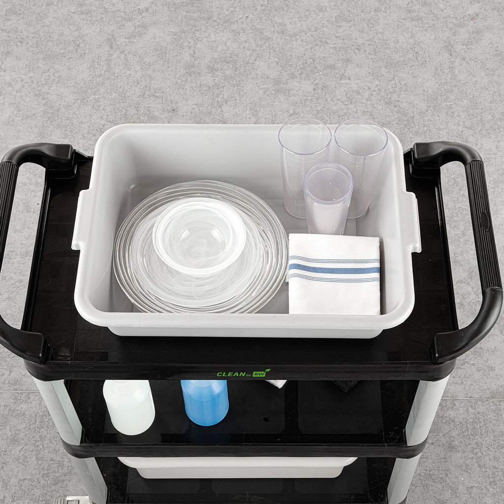 RW Clean Gray Plastic Bus Tub - Easy Grip - 20" x 15" x 5" - 1 count box