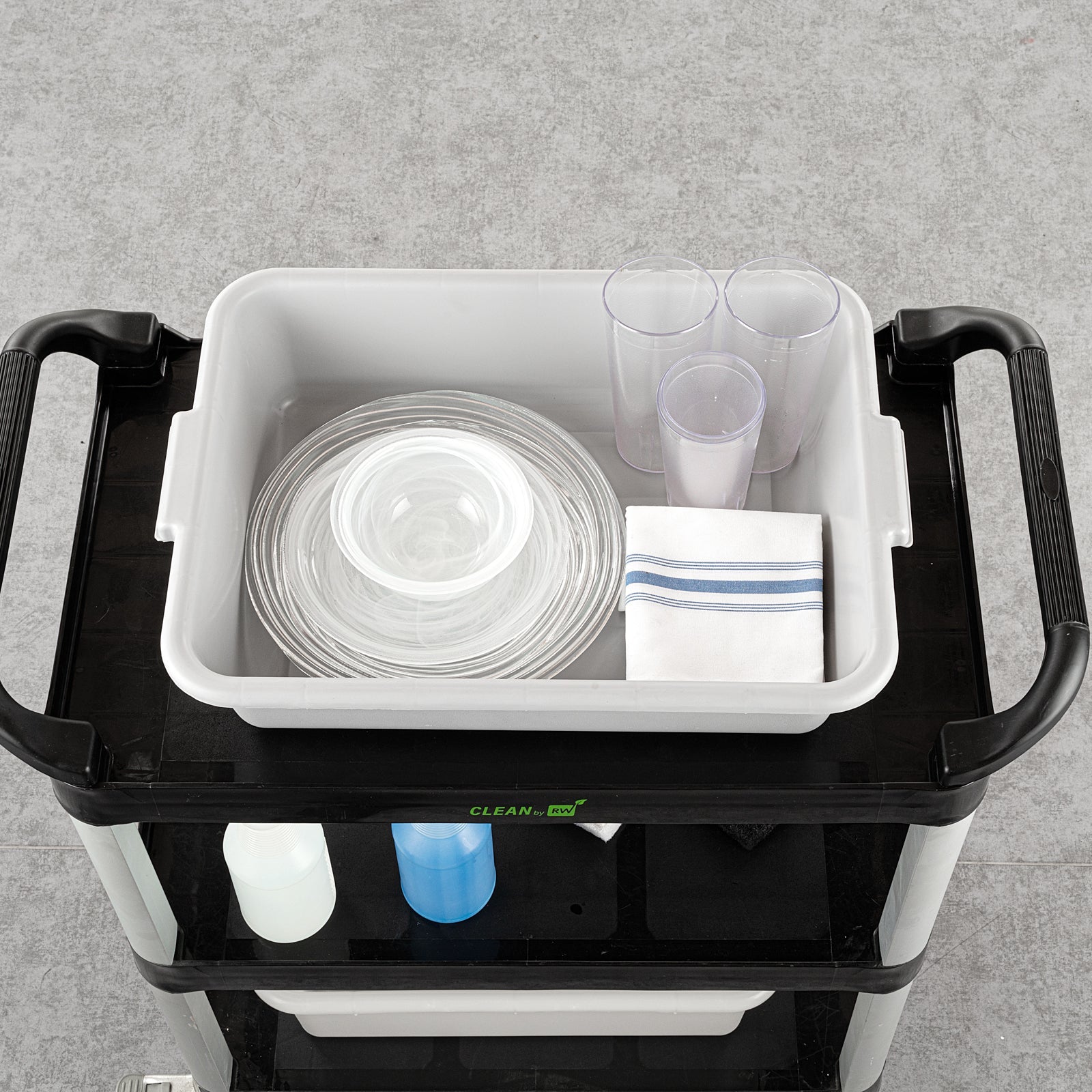RW Clean Gray Plastic Bus Tub - Easy Grip - 20" x 15" x 5" - 1 count box
