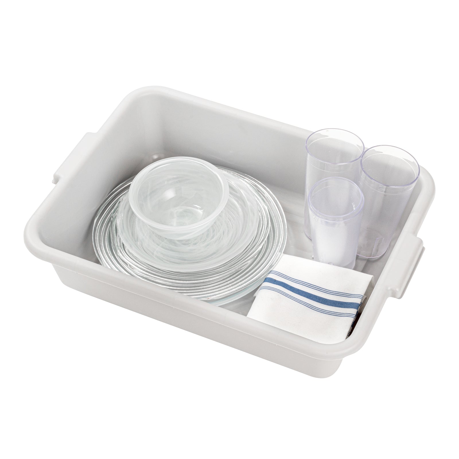 RW Clean White Plastic Bus Tub - Easy Grip - 20" x 15" x 5" - 1 count box