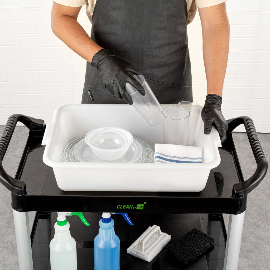 RW Clean White Plastic Bus Tub - Easy Grip - 20" x 15" x 5" - 1 count box