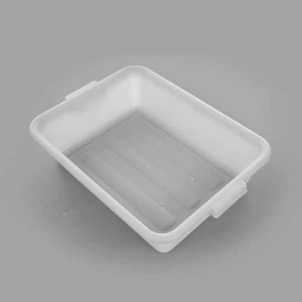 RW Clean White Plastic Bus Tub - Easy Grip - 20" x 15" x 5" - 10 count box